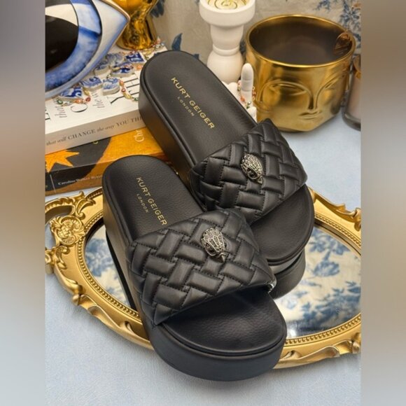🆕 KURT GEIGER LONDON 🧿 NWOB Meena Eagle Platform Slides Sz EU 37 US 7 - Picture 12 of 16